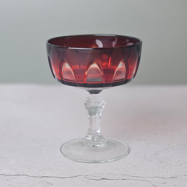 Coupe en verre rubis Luminarc Rubilux - verre vintage années 60-70