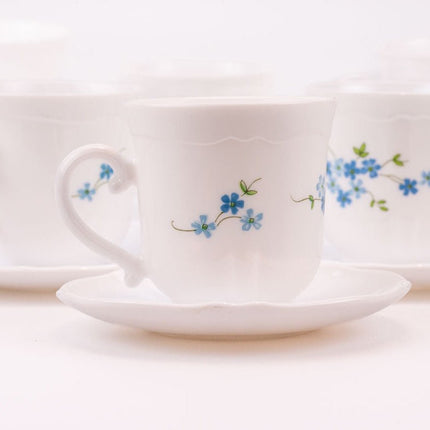 Tasse et sous-tasse Arcopal Myosotis blanc et bleu