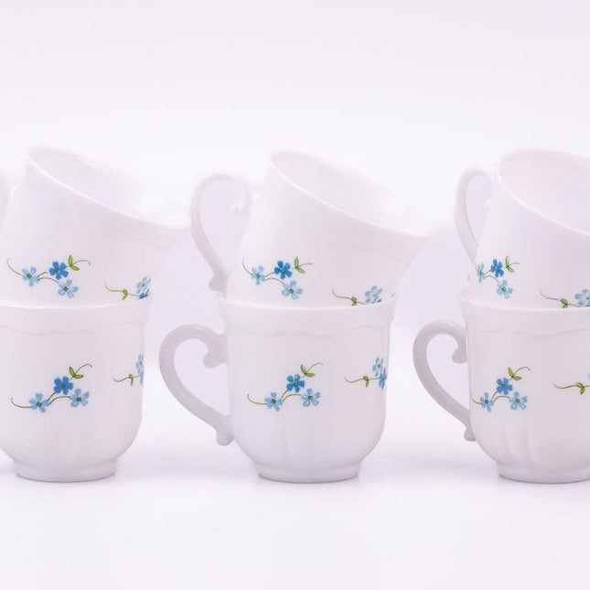 Tasse et sous-tasse Arcopal Myosotis blanc et bleu