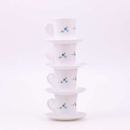 Tasse et sous-tasse Arcopal Myosotis blanc et bleu