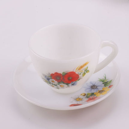 Tasse et sous-tasse Arcopal Fleurs de France  blanc