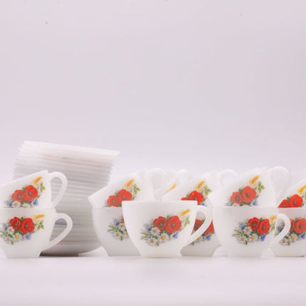 Tasse et sous-tasse Arcopal Fleurs de France  blanc