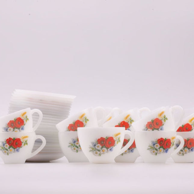 Tasse et sous-tasse Arcopal Fleurs de France  blanc