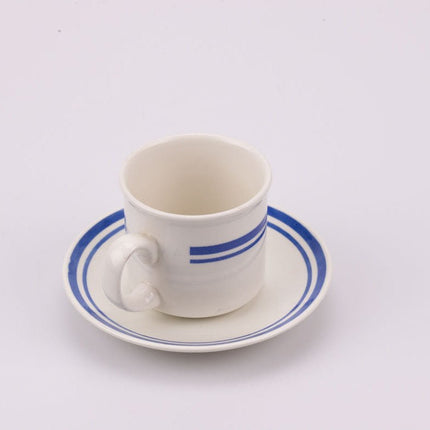 6 tasses et sous-tasses anglaises Churchill vintage blanc et bleu