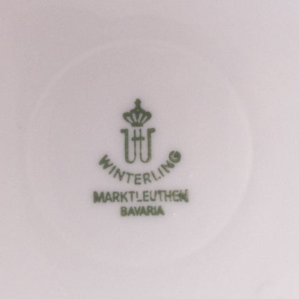 Ensemble de tasses et soucoupes en porcelaine Winterling  blanc et fleurs roses logo
