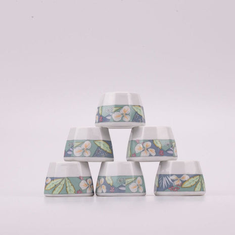 6 coquetiers vintage en faïence blanc