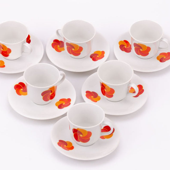 6 tasses espresso et soucoupes en porcelaine blanche Jaeger & Co