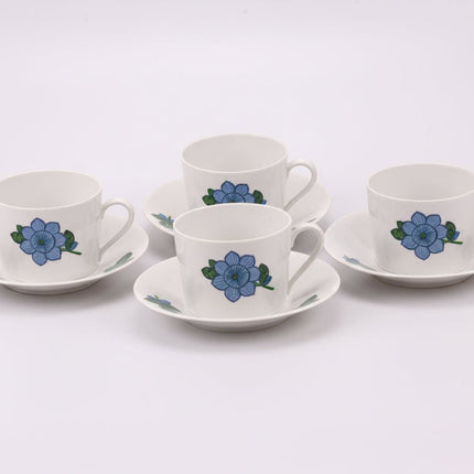 4 tasses et sous-tasses en porcelaine de Seltmann Weiden blanc