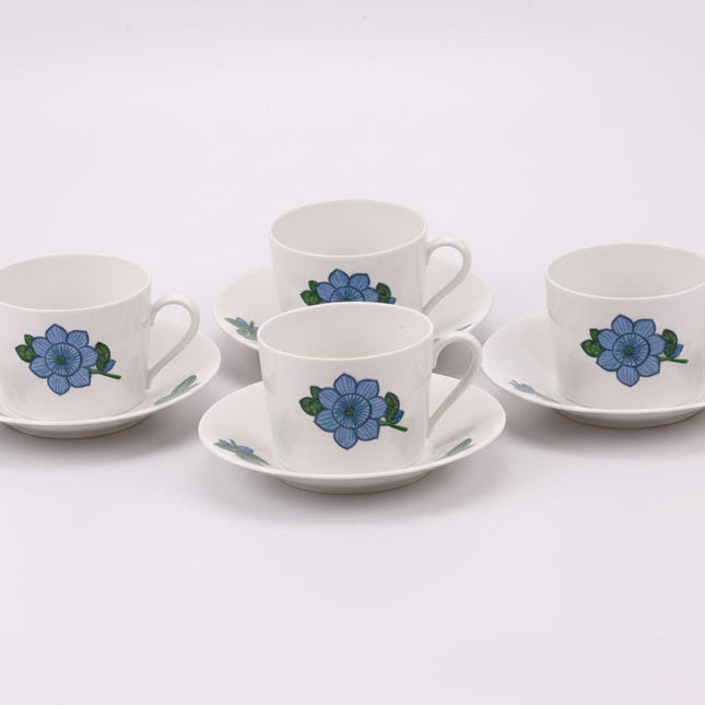 4 tasses et sous-tasses en porcelaine de Seltmann Weiden blanc