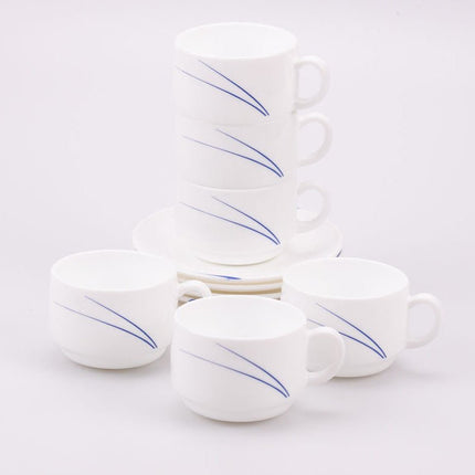 6 tasses et sous-tasses Arcopal  blanc