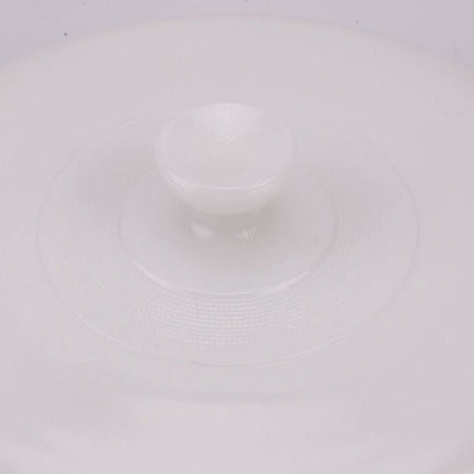 Plat à four Glasbake avec couvercle en opaline blanc avec motif floral vert