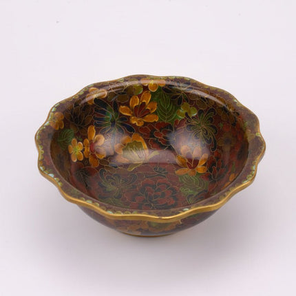 Bol asiatique vintage en laiton multicolore