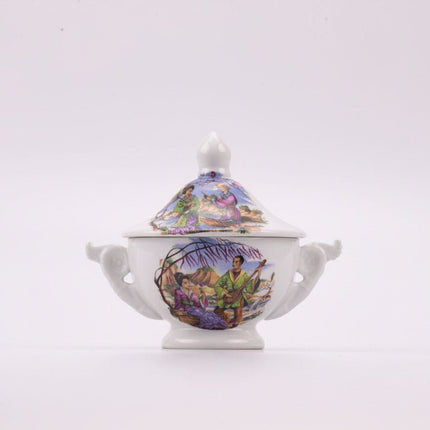 Bol à thé à décor asiatique en porcelaine blanche Couleuvre
