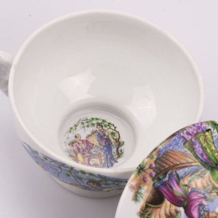 Bol à thé à décor asiatique en porcelaine blanche Couleuvre