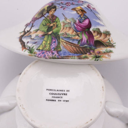 Bol à thé à décor asiatique en porcelaine blanche Couleuvre