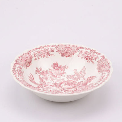 Saladier en porcelaine blanche Ridgway England"Windsor" à décor floral rose