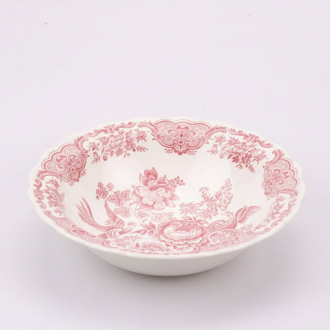 Saladier en porcelaine blanche Ridgway England"Windsor" à décor floral rose