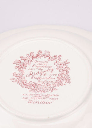 Saladier en porcelaine blanche Ridgway England"Windsor" à décor floral rose