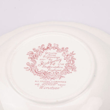 Saladier en porcelaine blanche Ridgway England"Windsor" à décor floral rose