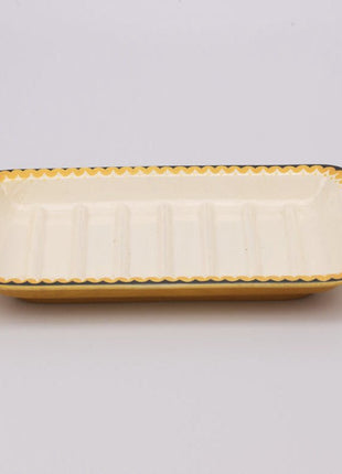 Plat de service Villeroy & Boch blanc cassé et liseret noir et jaune