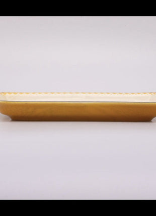 Plat de service Villeroy & Boch blanc  cassé et liseret noir et jaune