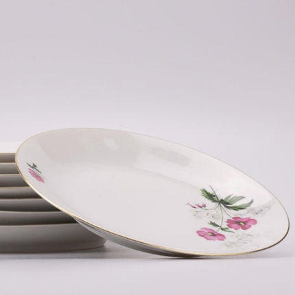 Set de 8 assiettes blanches en porcelaine Kronester Bavaria à décor floral