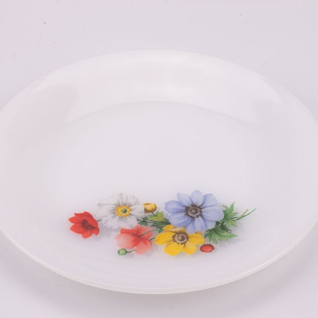 Assiette Arcopal Anémone en verre opalin blanc