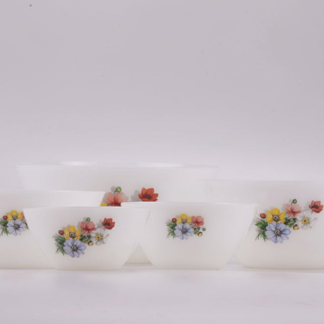 Set de 5 saladiers Arcopal Anémone en verre opalin blanc