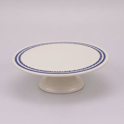 Présentoir à gâteau en faïence blanche Royal Boch et liseret bleu