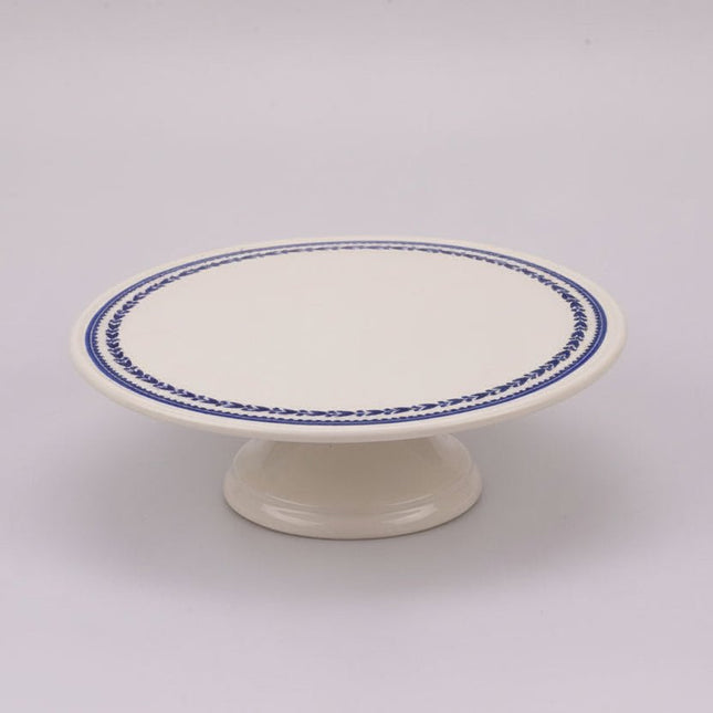 Présentoir à gâteau en faïence blanche Royal Boch et liseret bleu