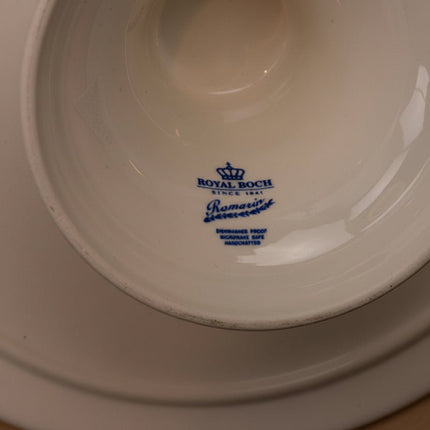 Présentoir à gâteau Romarin en faïence blanche Royal Boch et  bleu