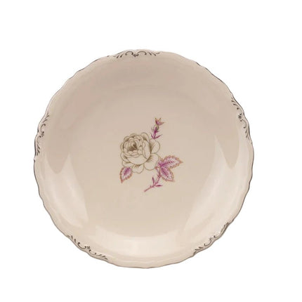 Compotier en porcelaine beige/blanc Royal Eelag avec motif d'une rose