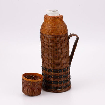 Thermos vintage en osier  marron