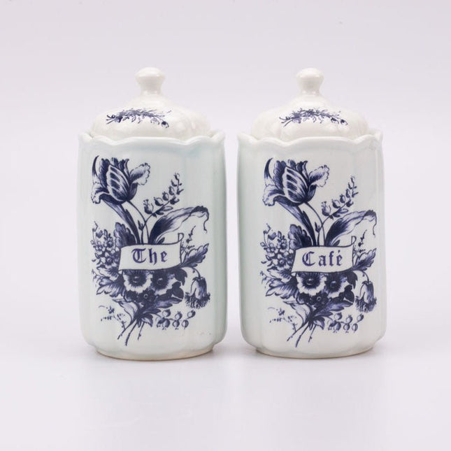 Pots à café et thé T.Delfts Bleau en porcelaine blanche avec des motifs bleus