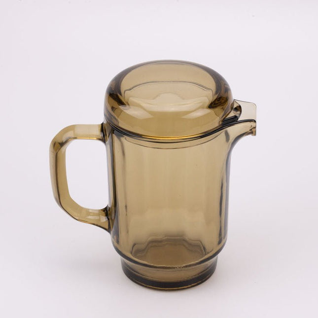 Carafe vintage en verre fumé marron avec couvecle