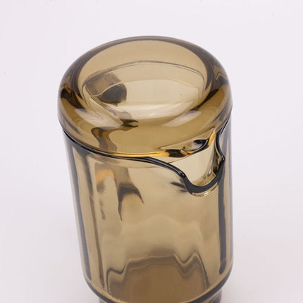 Carafe vintage en verre fumé avec couvecle