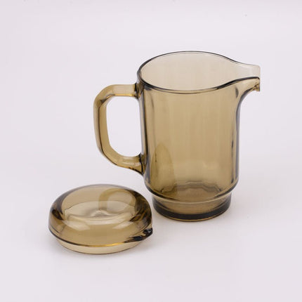 Carafe vintage en verre fumé avec couvecle