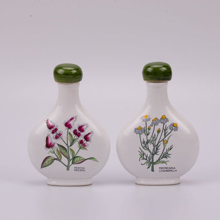 Duo de flacons plantes médicinales Herr Keramik blanc