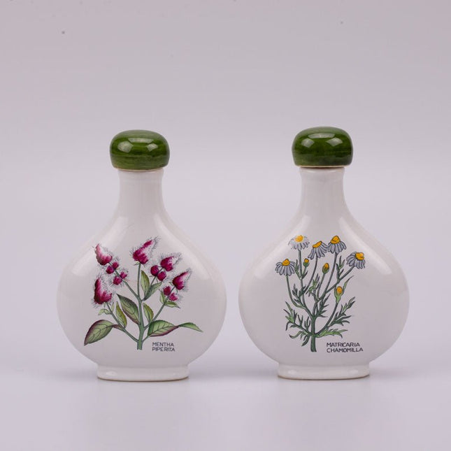 Duo de flacons plantes médicinales Herr Keramik blanc