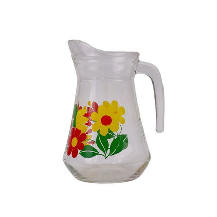 Carafe en verre vintage Flower power multicolore