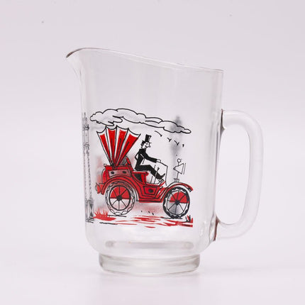 Carafe en verre vintage voiture ancienne rouge