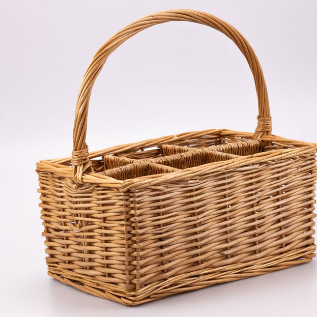 Panier à bouteilles en osier beige