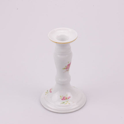 Bougeoir motif floral en porcelaine de Limoges blanc