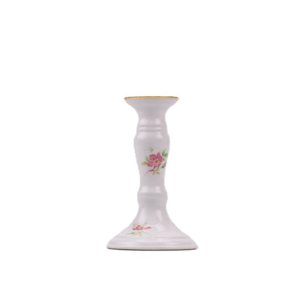 Bougeoir motif floral en porcelaine de Limoges