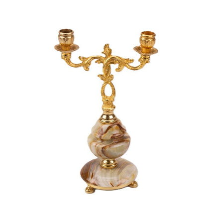Chandelier en laiton et marbre  doré