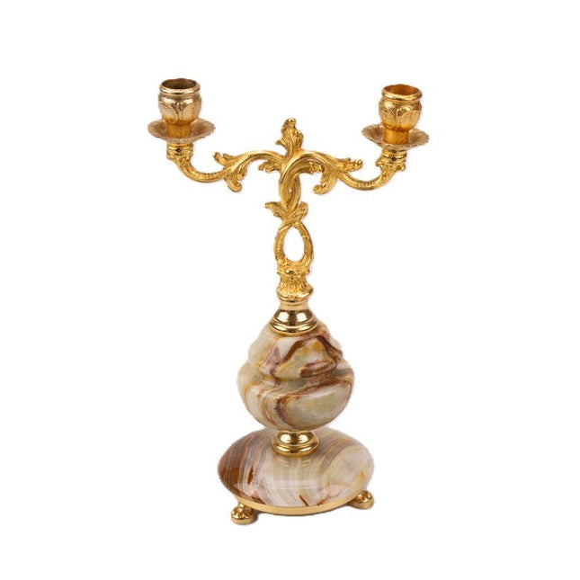 Chandelier en laiton et marbre  doré