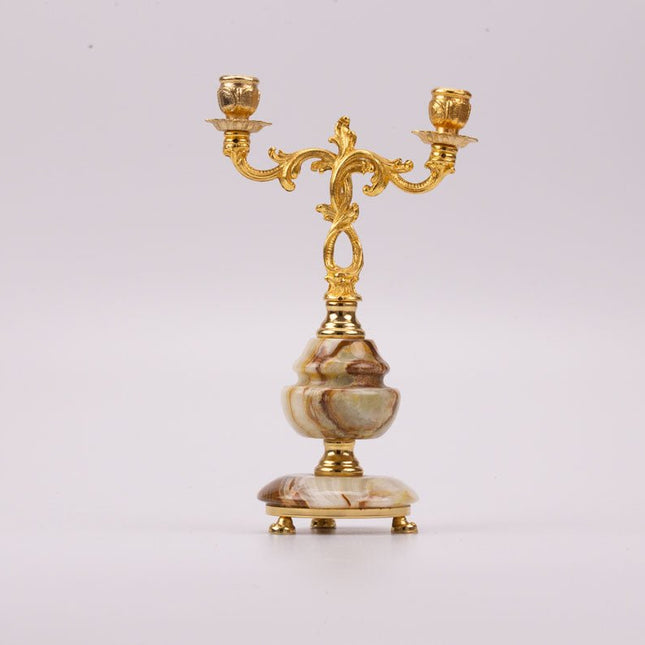 Brass and marble chandelier