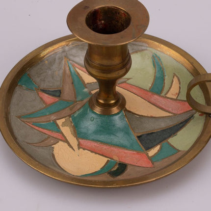 Brass hand candle holder