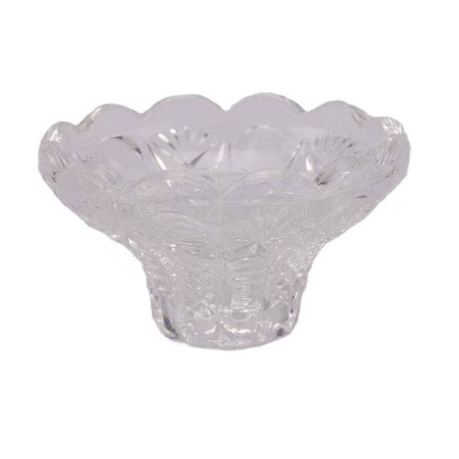 Bougeoir en verre cristallin taillé blanc
