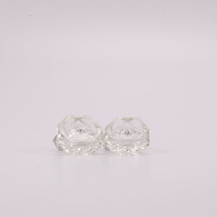 2 petits bougeoirs en verre cristallin transparent